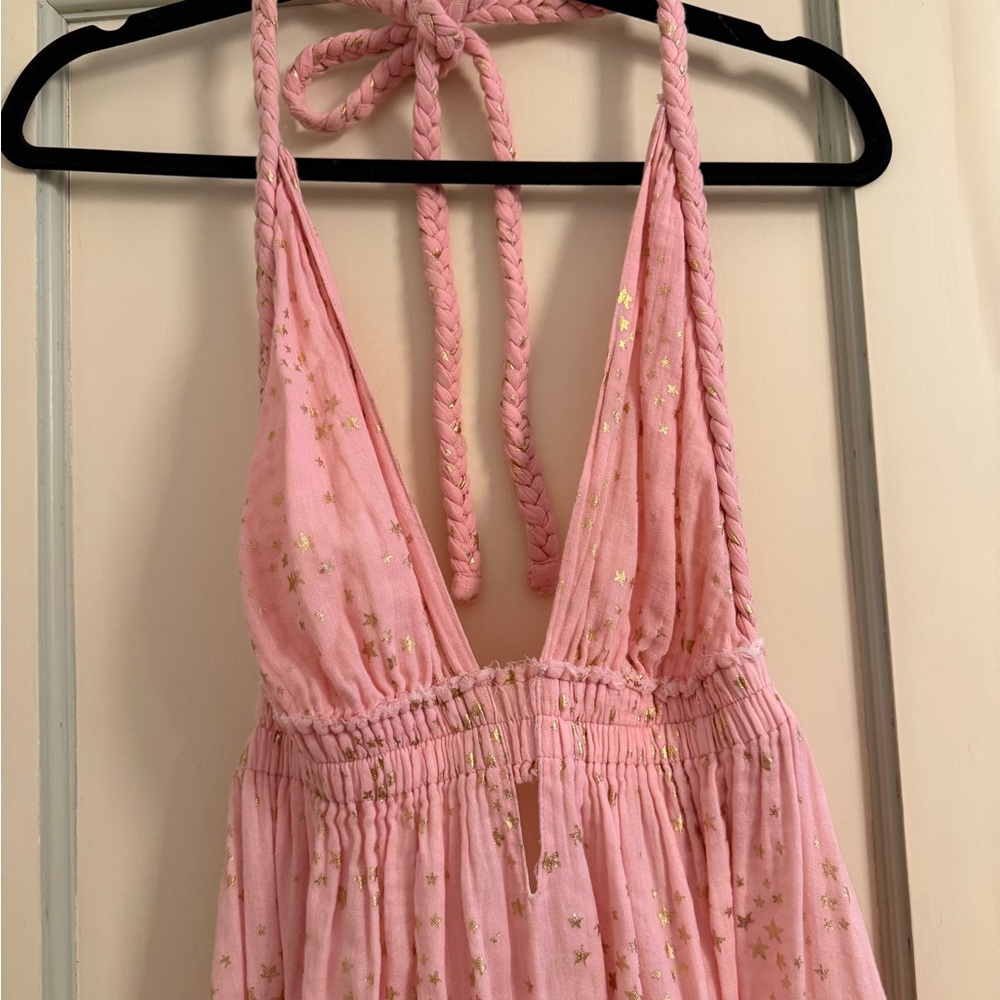 Love shack fancy: Pink Maxi Dress with Gold Accents - Picture 2 of 7